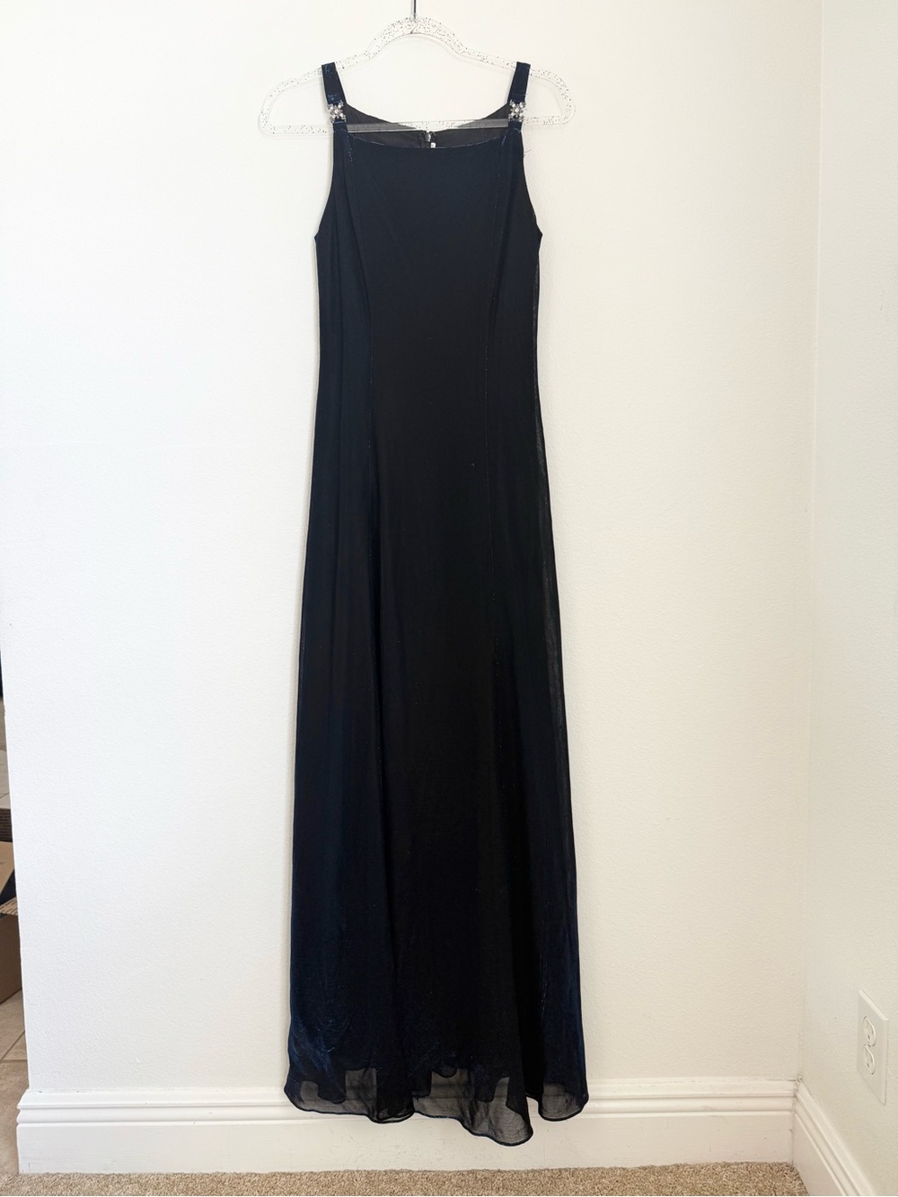 Vintage Betsy & Adam Blue Shimmer Evening Gown Sz 8 Party Elegant Wedding guest